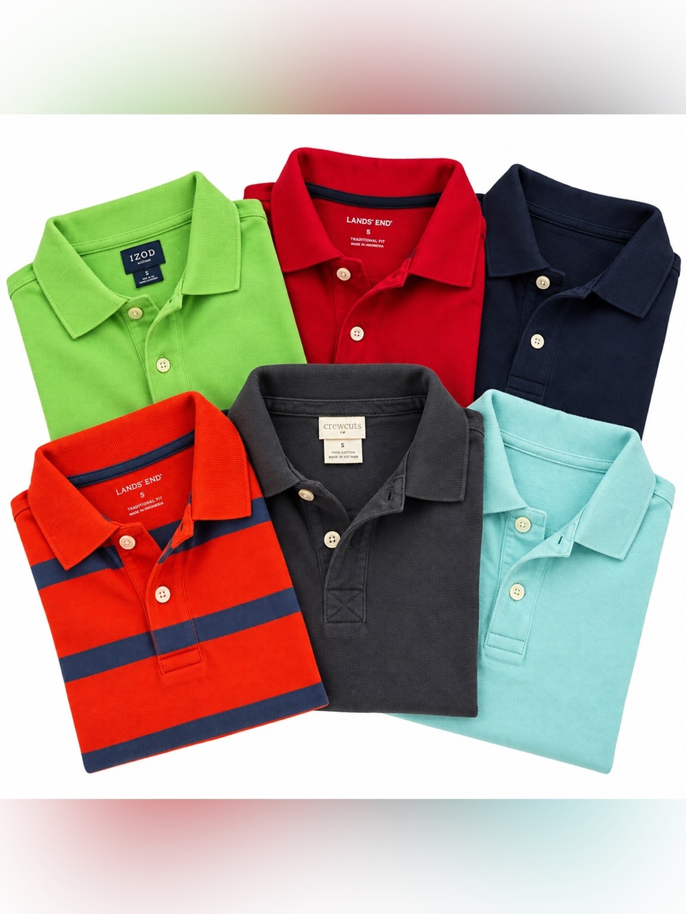 Assorted Kids Polo Shirts - Red, Navy, Green, Aqua, Charcoal, Orange Striped